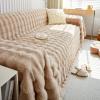 HANDONTIME Plush Sofa Slipcovers Washable Couch Cover for Sofa Super Soft Faux Fur Sofa Covers for 3 Couch Cousion Soild Khaki Rabbit Plush Couch Cushion Covers for Kids Pets, 71" X118" view 1