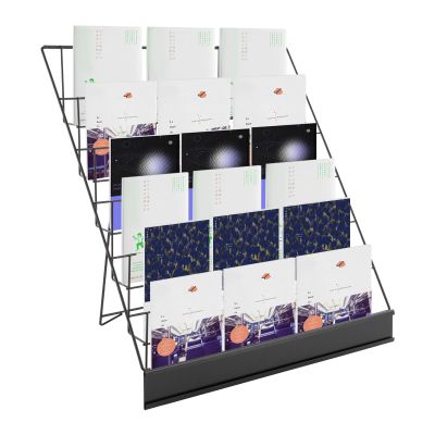 Netcoin Metal Wire Magazine Rack, 6 Tier Tabletop Book Dispaly Stand, Collapsible Commercial Display Holder for Comic, Greeting Card, Literature, Trade Show, Art Print (Black)