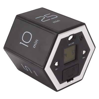 Pomodoro Timer, Visual Timer Desk Timer Hex Flip Timer with Mute Alarm Function Magnetic Time Management Cube Timer with LCD Screen for Cooking (Black)
