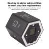 Pomodoro Timer, Visual Timer Desk Timer Hex Flip Timer with Mute Alarm Function Magnetic Time Management Cube Timer with LCD Screen for Cooking (Black) view 2