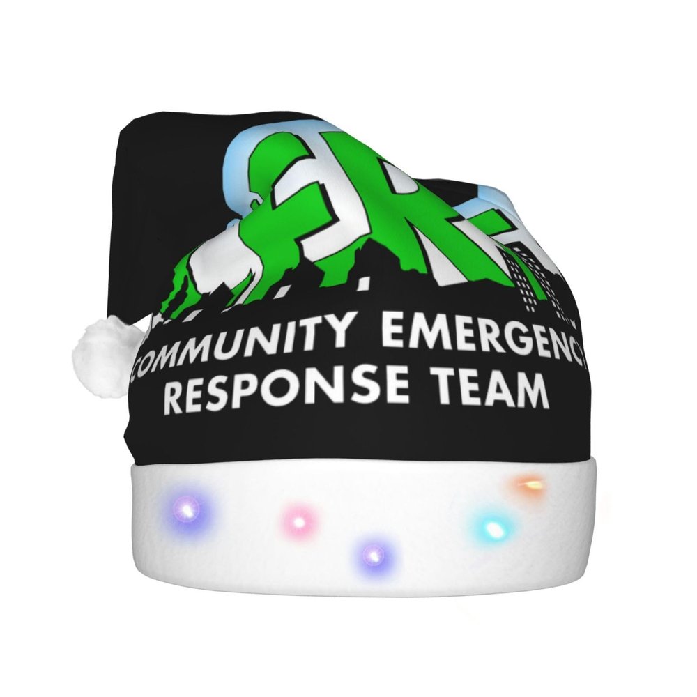 DWWKWJ Community Emergency Response Team Christmas Hat Xmas Holiday Party Hat With Led Light Santa Hat For Xmas New Year Party Headwear