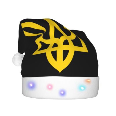 DWWKWJ Coat Of Arms Of Ukraine Christmas Hat Xmas Holiday Party Hat With Led Light Santa Hat For Xmas New Year Party Headwear