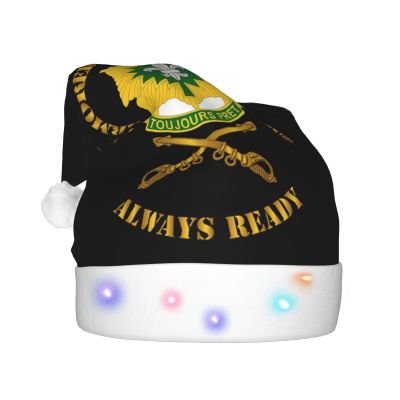 DWWKWJ 2nd Armored Cavalry Regiment Dui Christmas Hat Xmas Holiday Party Hat With Led Light Santa Hat For Xmas New Year Party Headwear