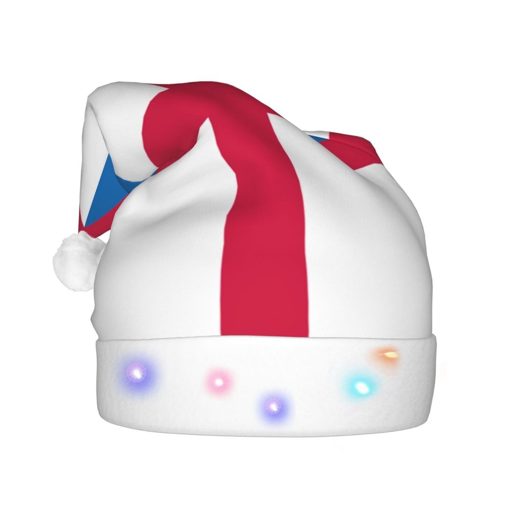 DWWKWJ Episcopal Church Flag Christmas Hat Xmas Holiday Party Hat With Led Light Santa Hat For Xmas New Year Party Headwear