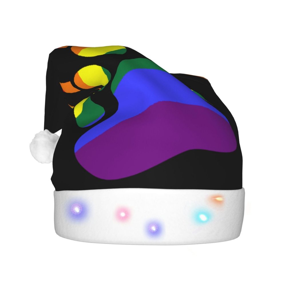 DWWKWJ Gay Bear Pride Christmas Hat Xmas Holiday Party Hat With Led Light Santa Hat For Xmas New Year Party Headwear