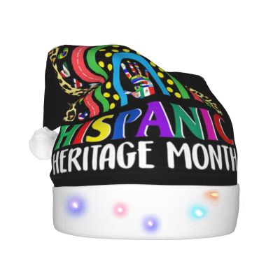 DWWKWJ Hispanic Heritage Month Christmas Hat Xmas Holiday Party Hat With Led Light Santa Hat For Xmas New Year Party Headwear