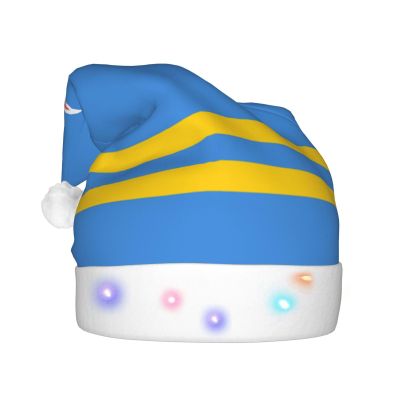 DWWKWJ Flag Of Aruba Christmas Hat Xmas Holiday Party Hat With Led Light Santa Hat For Xmas New Year Party Headwear