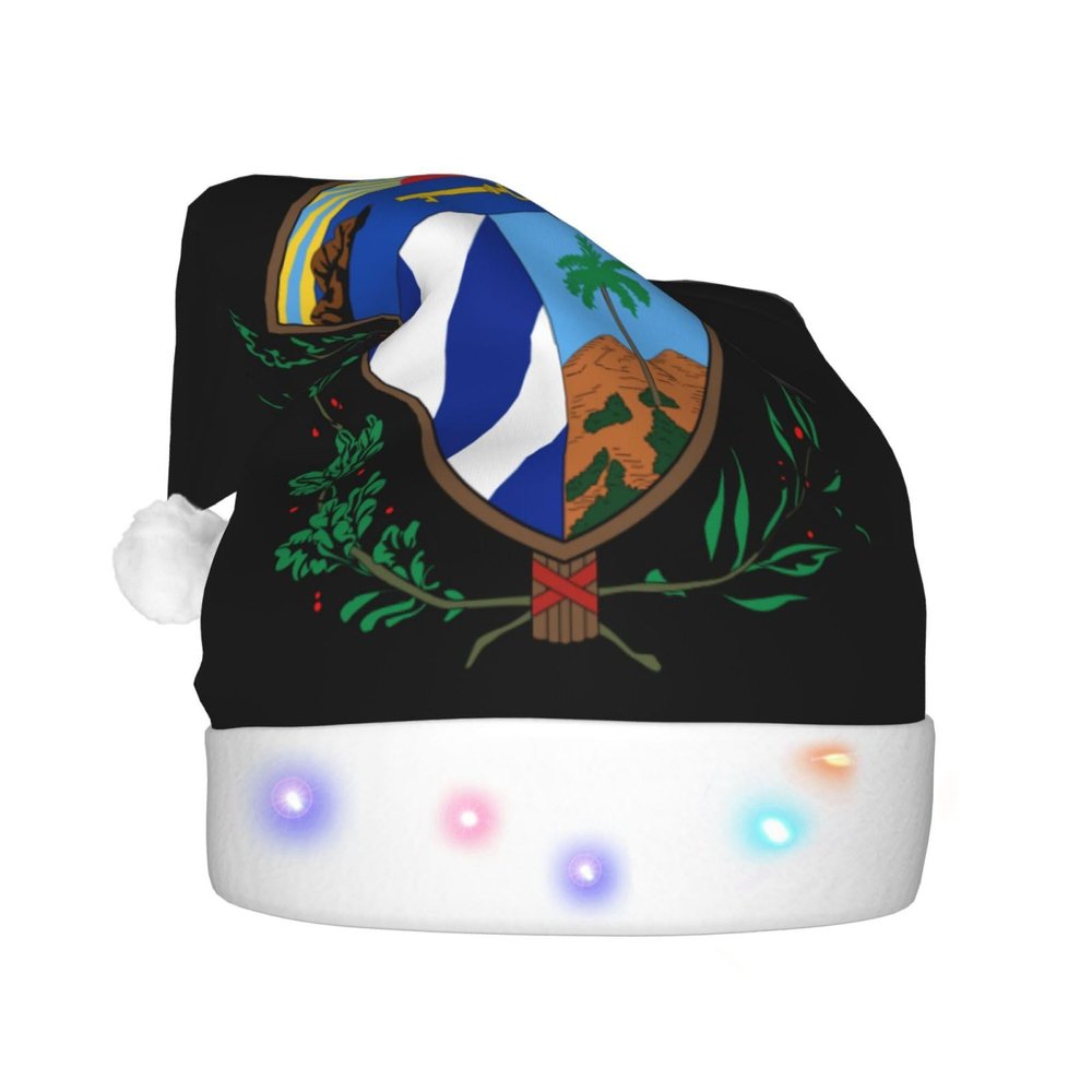 DWWKWJ Coat Of Arms Of Cuba Christmas Hat Xmas Holiday Party Hat With Led Light Santa Hat For Xmas New Year Party Headwear