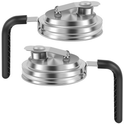 2 Packs Mason Jar Pour Spouts Lid, Stainless Steel Mason Jar Lids with Handle, Mason Jar Pitcher Lid with Pour Spouts Wide Mouth,No Rust Leaking Proof for Home Brewing Fruit Fermenting Drinks Airtight