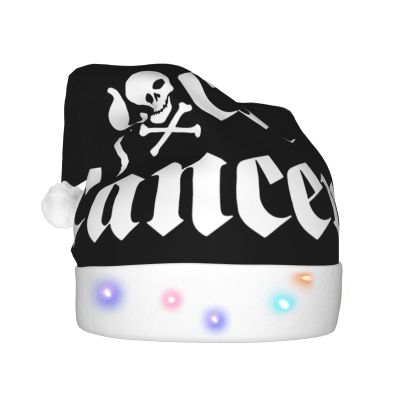 DWWKWJ Fuck Cancer Christmas Hat Xmas Holiday Party Hat With Led Light Santa Hat For Xmas New Year Party Headwear