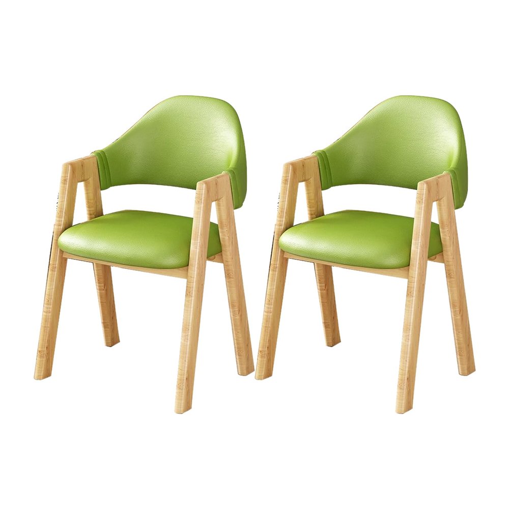 Dining Chairs Set of 2 with Arms, Small Bedroom Chairs, Leather Dining Room Chairs with Waterproof Surface and Wood Legs for Restaurant, Living Room, Outdoor Lounge