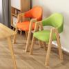 Dining Chairs Set of 2 with Arms, Small Bedroom Chairs, Leather Dining Room Chairs with Waterproof Surface and Wood Legs for Restaurant, Living Room, Outdoor Lounge view 2