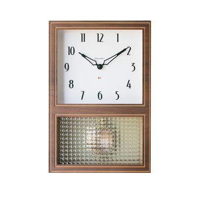INTERZERO Pendulum Clock Wall Clock Desk Clock Japanese Handcrafted Beech Oak Walnut Solid Wood Clock Non-Ticking Battery Operated Vintage Decorative for Living Room Bedroom Office (063-Walnut)
