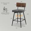 Bekrvio Swivel Bar Stools Set of 3, Upholstered Faux Leather Barstools with Wood Backs and Metal Legs, 29" Seat Height Counter Bar Stool for Kitchen Island, Grey view 2
