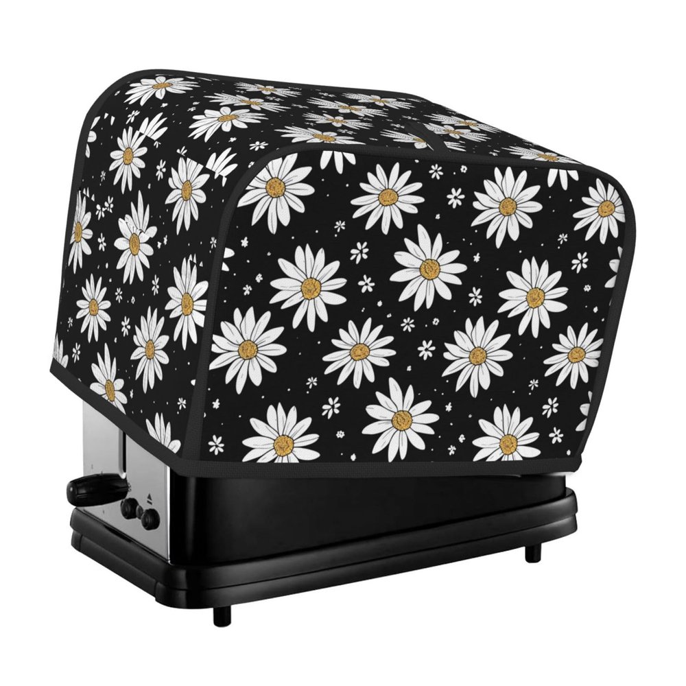 AZIYFBR Cute Daisy Toaster Cover, 2 Slice, Black, Polyester, Water Resistant