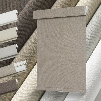 Persilux No Drill No Tools Blackout Roller Shades for Windows,Linen Fabric Cordless Roller Blinds,UV Protection Custom Blinds for Home,Bedroom,Living Room,Khaki-Blackout,57" W X 72" H