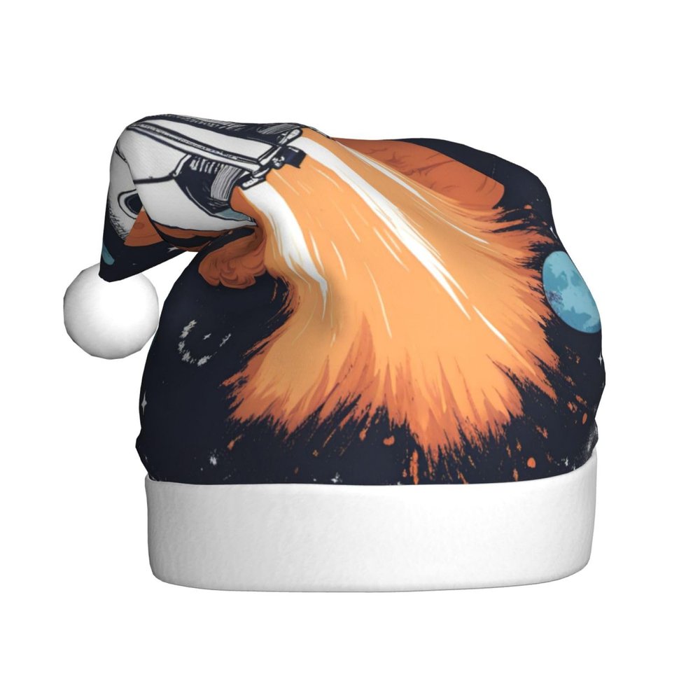 MUFLVDX Rocket In Space Print Christmas Hat Adult,Santa Hat For Women And Men,For Christmas New Year Holiday Party Supplies