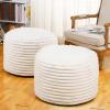 Teenyyou 2 Pcs 26 x 18 Inch Unstuffed Pouf Cover Ottoman Foot Rest - No Filler, Faux Rabbit Fur Foot Stool Floor Bean Bag Floor Chair Storage for Living Room Bedroom Home Decor(Beige) view 1