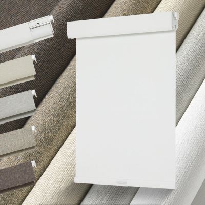Persilux No Drill No Tools Blackout Roller Shades for Windows,Linen Fabric Cordless Roller Blinds,UV Protection Custom Blinds for Home,Bedroom,Living Room,White-Blackout,79" W X 64" H