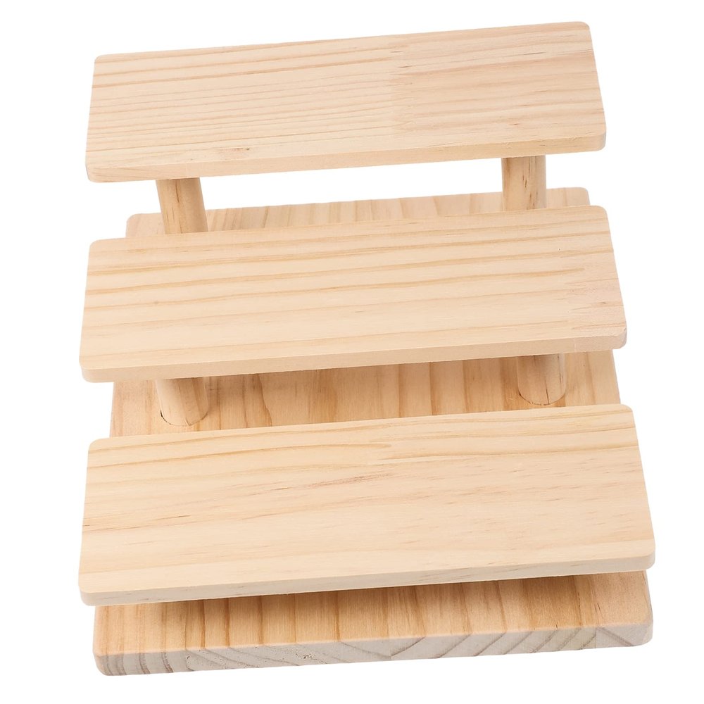 Garneck Wooden Riser Display Stand for Dolls Toys Jewelry Kitchen Decor Multi-purpose Shelf Organizer