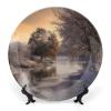 10" Wall Hanging Plates, Lake Flow Winter Cold Decorative Plates, Ceramic Wall Art, Kitchen Home Decor, Salad/Dessert Plates, Porcelain Tray with Display Stand view 1