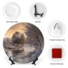 10" Wall Hanging Plates, Lake Flow Winter Cold Decorative Plates, Ceramic Wall Art, Kitchen Home Decor, Salad/Dessert Plates, Porcelain Tray with Display Stand view 3
