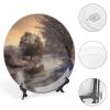 10" Wall Hanging Plates, Lake Flow Winter Cold Decorative Plates, Ceramic Wall Art, Kitchen Home Decor, Salad/Dessert Plates, Porcelain Tray with Display Stand view 4
