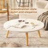 XINCHANG Round Coffee Table with Wood Legs, Tea Table Side Table Living Room Coffee Table,Space-Saving Dinette Dining Table (Walnut 15.75"x15.75"x11.81") view 2