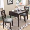 VilroCaz 3-Piece Kitchen Dining Set with Extendable Drop Leaf Dining Table and 2 Upholstered Dining Chair, Farmhouse Solid Wood Compact Kitchen Dining Room Set for Small Space (Espresso-3EX) view 1