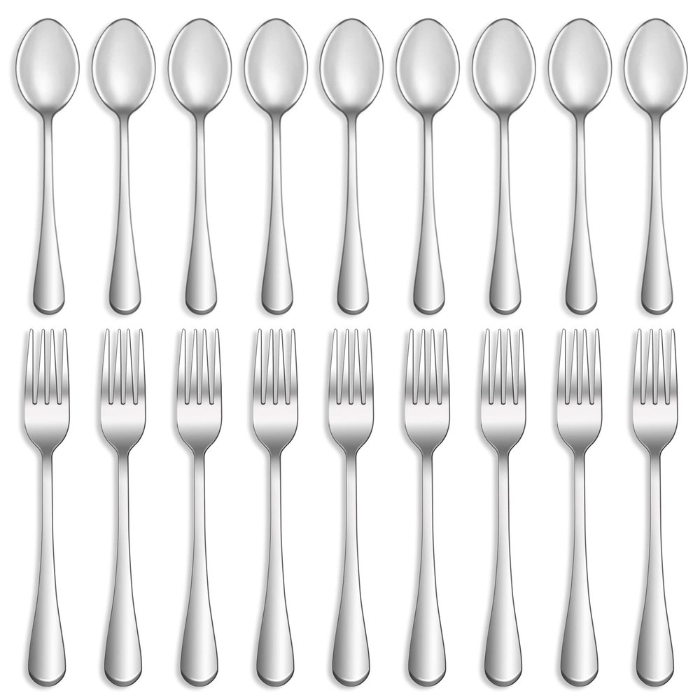 32 Pcs Forks and Spoons Silverware Set,Food Grade Stainless Steel Flatware Cutlery Set for Home,Kitchen and Restaurant,Mirror Polished,Dishwasher Safe-16 Dinner Fork(8 inch) and 16 Teaspoon(6.5 inch)