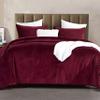 Elegant Comfort Luxury 3-Piece Velvet Corduroy Stripe Quilt Set, Ultra Soft Bedspread - Cozy Velvet Coverlet Set - 3PC Medium Weight Quilted Set with Matching Pillow Shams, Full, Burgundy view 2
