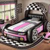 Justina James Inflatable Race Car Bed - PuffyPlay Designs - Pink - (Mattress Not Included) view 1