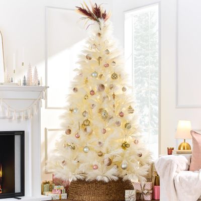Best Choice Products Artificial Ivory Pampas Christmas Tree, 6ft Premium Deluxe Unlit Pampas Grass Holiday Dcor, Easy Assembly, Metal Base