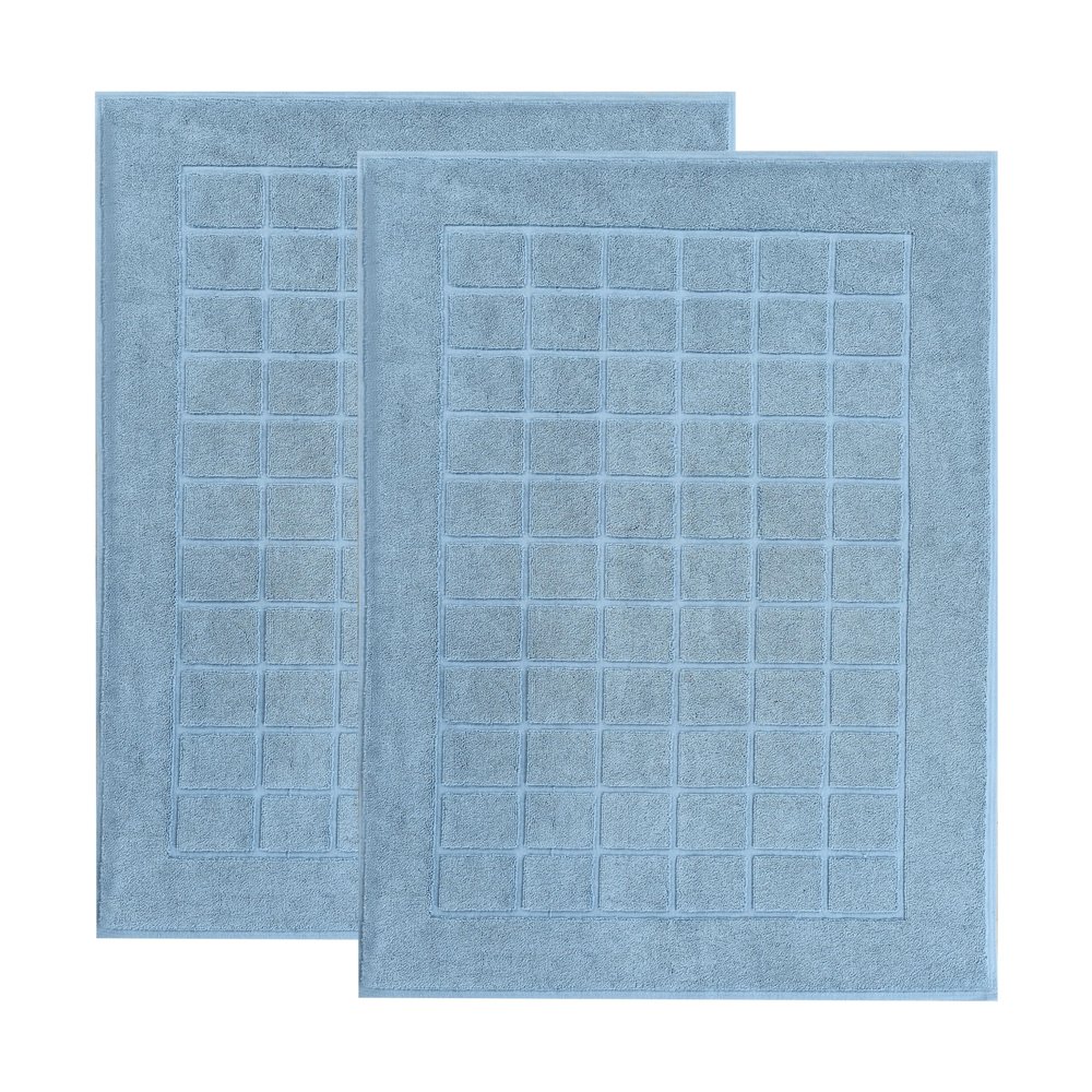 Superior 100% Cotton Bathmat Set, Bath Mats, Bathroom Decor, Shower, Bathtub Essentials, Home Accessories, Small Washable Rug, No Backing, Heavyweight, Nora Collection, Set of 2, 22" x 35", Denim Blue