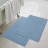 Superior 100% Cotton Bathmat Set, Bath Mats, Bathroom Decor, Shower, Bathtub Essentials, Home Accessories, Small Washable Rug, No Backing, Heavyweight, Nora Collection, Set of 2, 22" x 35", Denim Blue view 2