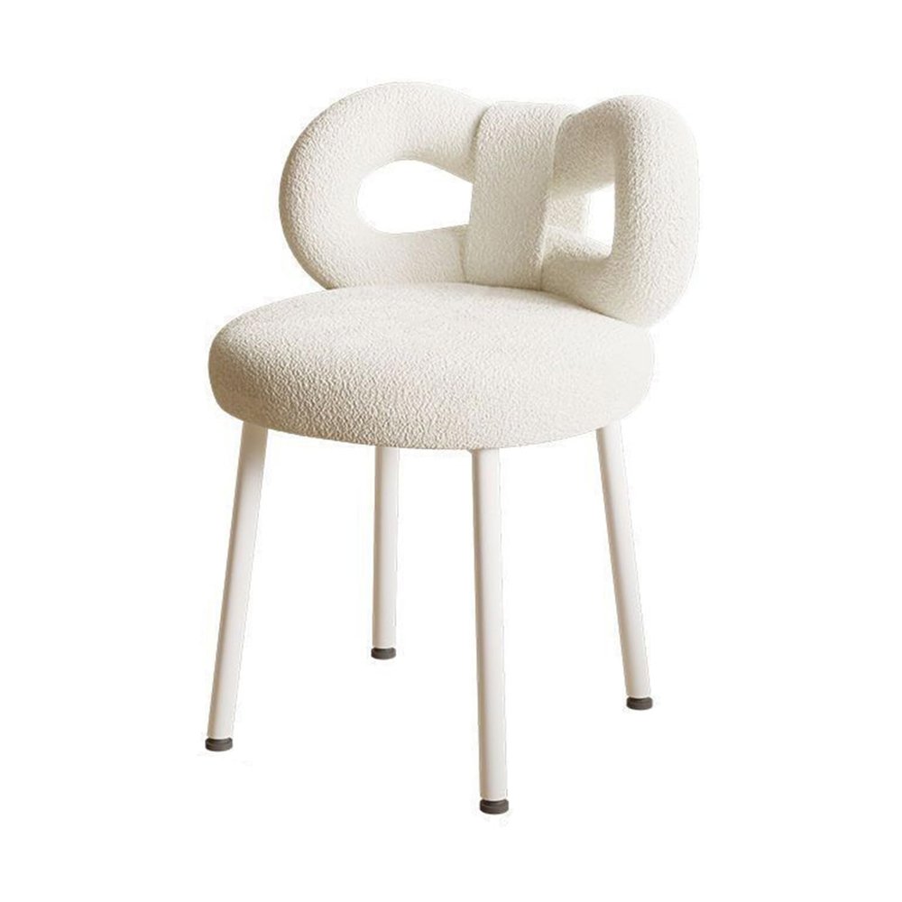 toxaaiwr Vanity Stool, Bedroom White Chair, with Bowknot Backrest, Living Room Women Girls Bedroom Makeup Chair, No Wheels, Armless Dressing Chair Side Table Seat White