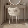 toxaaiwr Vanity Stool, Bedroom White Chair, with Bowknot Backrest, Living Room Women Girls Bedroom Makeup Chair, No Wheels, Armless Dressing Chair Side Table Seat White view 2