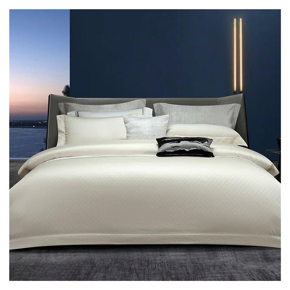 1600TC Egyptian Cotton Bedding Set Luxury Jacquard Bed Linens Quilt Duvet Cover Pillowcase King Size Flat Sheet,Bed