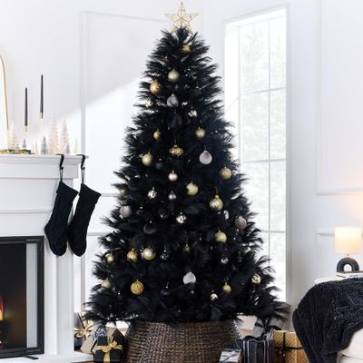Best Choice Products Artificial Black Pampas Christmas Tree, 9ft Premium Deluxe Unlit Pampas Grass Holiday Dcor, Easy Assembly, Metal Base