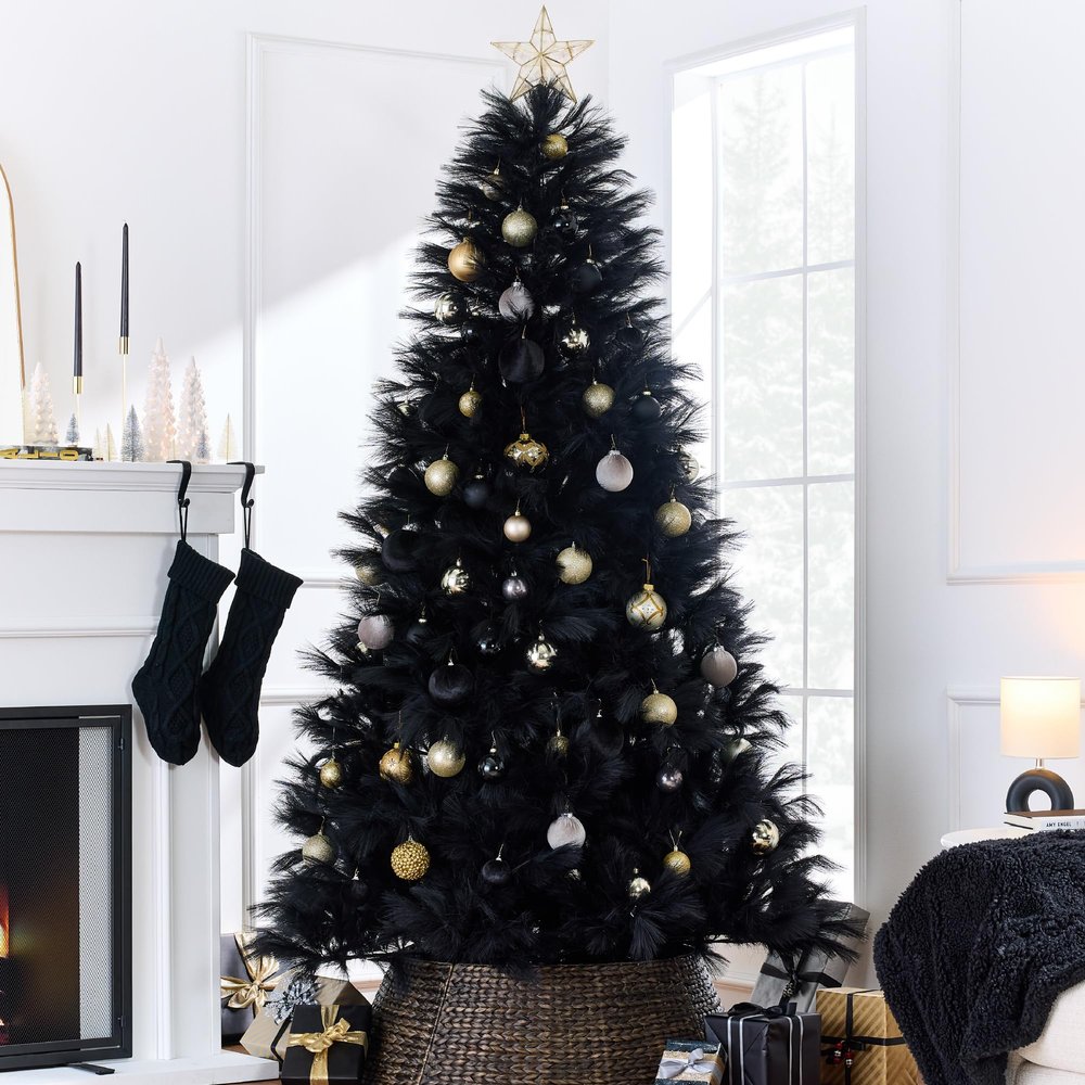 Best Choice Products Artificial Black Pampas Christmas Tree, 9ft Premium Deluxe Unlit Pampas Grass Holiday Dcor, Easy Assembly, Metal Base