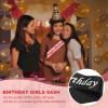 PATIKIL Birthday Girls Sash, Glitter Birthday Sash for Women Satin Princess Queen Sash Party Decorations with Safety Pin for Party Gifts Favors, Black with Silver Foil Lettering view 4