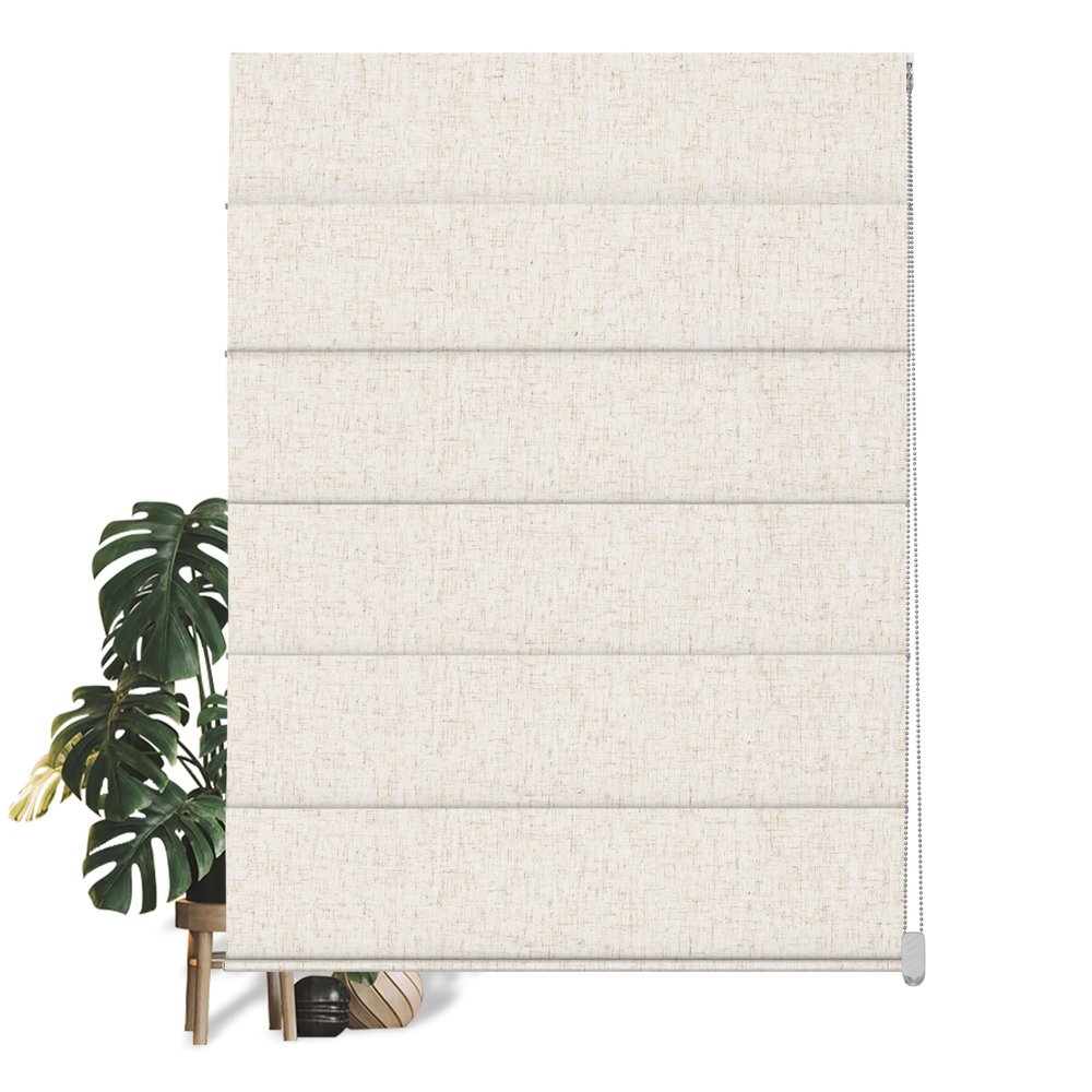 BERISSA Roman Shades for Windows, Blackout Roman Blinds,Room Darkening Thermal Insulated Pull DownWindow Shades for Home Living Room Bedroom,Linen Color Beige,50" W x 36" H