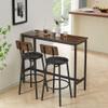 H.X.J. PERFECTLIFE 3-Piece bar Counter Set with 2 bar stools, PU Soft seat Chairs with backrests, 43 inch Wooden bar Counter, Kitchen Dining Table SetCounter Table with stools (Simple Brown) view 1