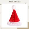 12 X 8.7 Inch 3D Honeycomb Santa Hat Hanging Decor - Paper Christmas Hat with Foldable Design - Tissue Paper Decorations for Ceiling, Door, Window, Table Centerpiece view 3