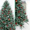 Naturalpowev Pre-Lit Christmas Tree 4ft/5ft/6ft/7ft/8ft/9ft/10ft, Artificial Xmas Tree with Pine Cone & Red Fruit, Metal Base, Indoor Holiday Party Office Home Store Decor,180cm/6ft view 2