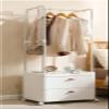 Bedside Table Clothes Hanger Bedside Table 2-in-1 Design with Wheels and Drawers Multi-Purpose Bedside Table Suitable for Bedrooms Living Rooms Vestibule(CH) view 1