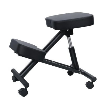 Worparsen Adjustable Ergonomic Kneeling Chair, Stool for Home Office, Brake and Smooth Gliding Casters, Thick Comfortable Cushions, Posture Correction Chair Desk Supplies Black