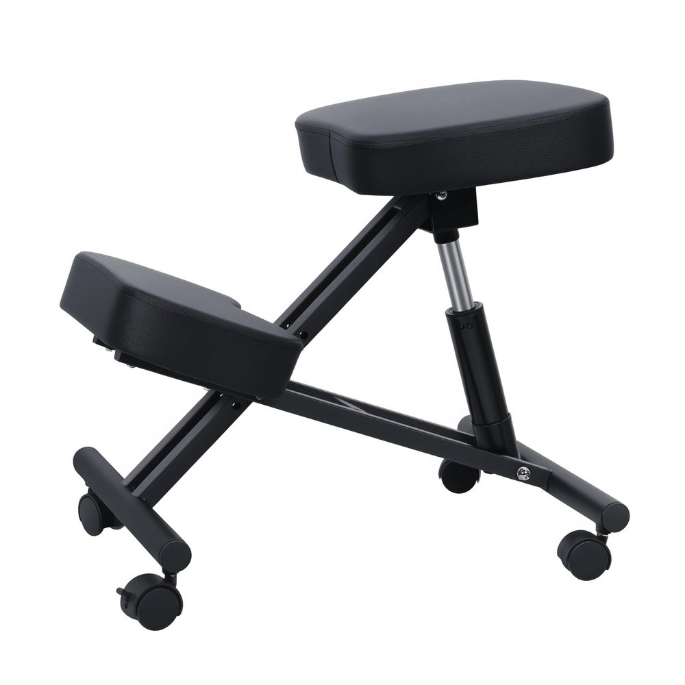 Worparsen Adjustable Ergonomic Kneeling Chair, Stool for Home Office, Brake and Smooth Gliding Casters, Thick Comfortable Cushions, Posture Correction Chair Desk Supplies Black