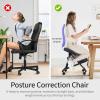 Worparsen Adjustable Ergonomic Kneeling Chair, Stool for Home Office, Brake and Smooth Gliding Casters, Thick Comfortable Cushions, Posture Correction Chair Desk Supplies Black view 4
