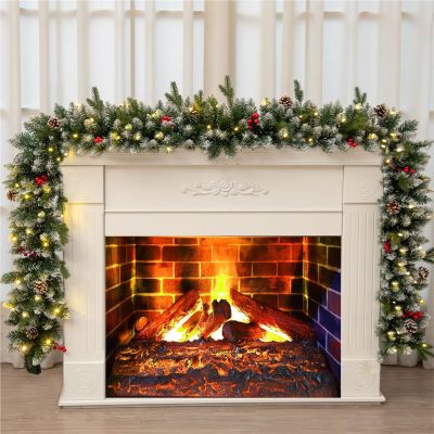 9Ft Christmas Cedar Garland Cypress Garland Artificial Pine Garland Christmas Garland with Lights Christmas Decoration for Mantle Fireplace Table Stairs